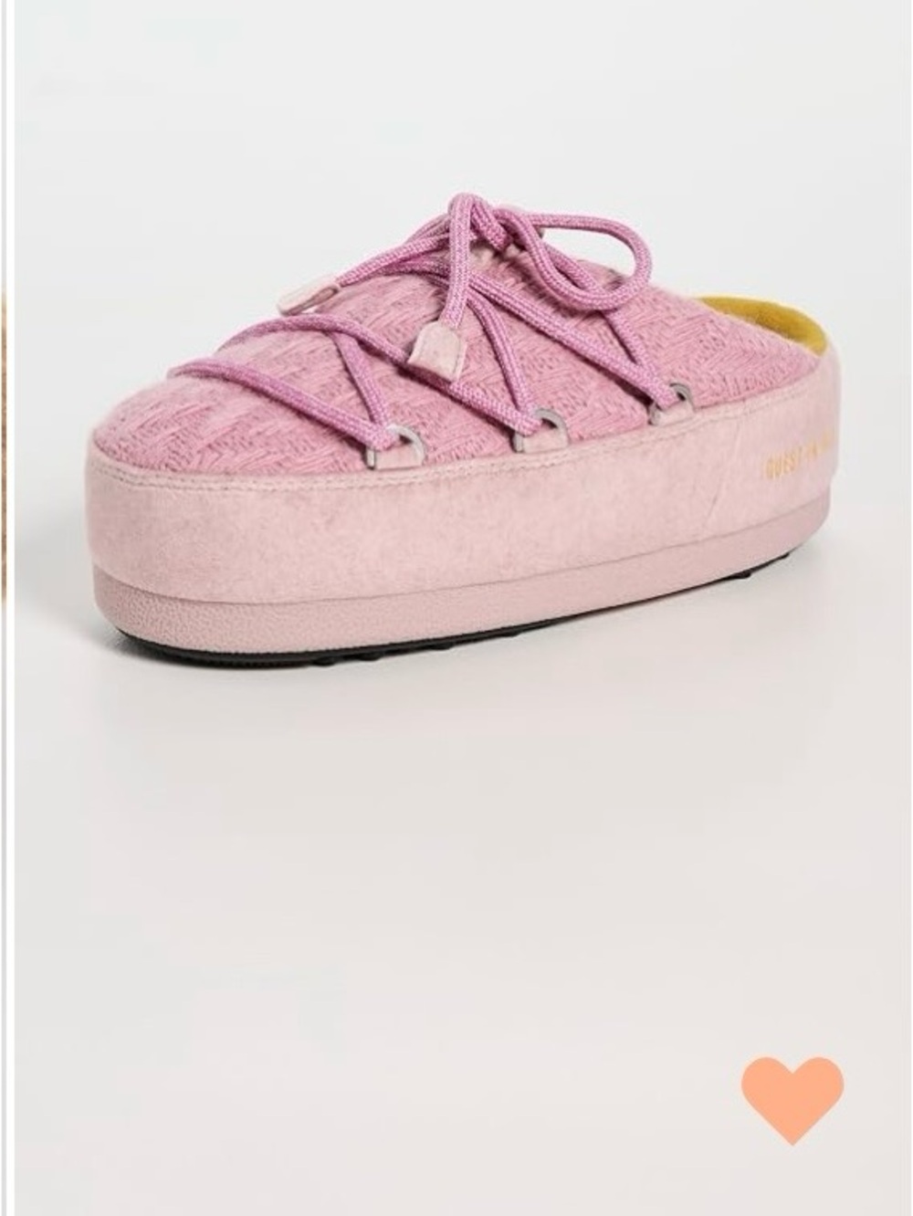 Moon Boot Pink Platform Mule with Crisscross Laces collab Guest in Residence